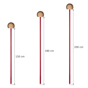 Vatra Round Pizza Oven Brush, Ø 19 cm, with Brass Bristles and Scraper, 180 cm Red Aluminium Handle - Img 3