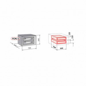 Електрическа модулна фурна за пица, FCM, 2 камери за печене, 500mmx500mmx120(h) mm - Img 2