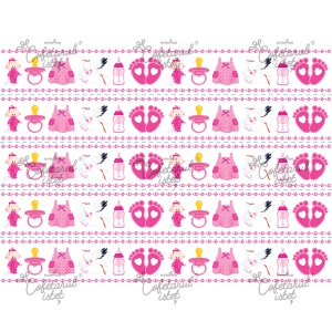 Печатни вафли Baby Baby Girl, 5 странични декорации Торта 4 x 29 cm, A4 - Сладкарски изделия