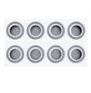 Силиконова форма Kiku Ø 5,8 x H 3,7 cm, 8 кухини x 70 ml - Img 2