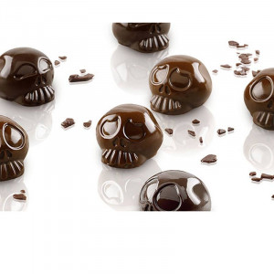 Силиконова форма Praline Praline Skull Ø 3 x H 2,1 cm, 10 ml, 12 кухини (SCG55) - Img 2