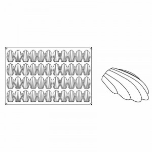 Форма Pavoflex 60x40cm Madeleine 7,8x4,5xh 1,8cm, 44 кухини, 35 ml - Img 4