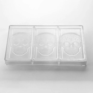 Шоколадови блокчета 15,4 x 7,7 x H 0,9 cm - Поликарбонатен калъп Череп, 3 кухини, 100 gr - Img 4