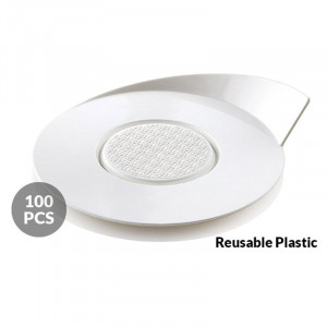 Baza Plastic Prezentare Monoportii, Model Rotund Alb, Ø 8.6 cm, Set 100 Buc - Img 1