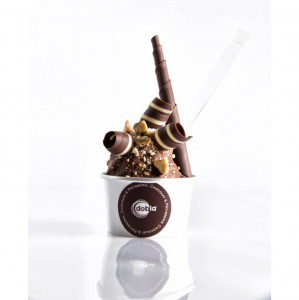 Black Chocolate Decorations with White inserts Double Spiral, 1.3 - 2.5 cm, 400 gr, 180 pcs - Img 3