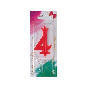 Cake Candle H 7 cm with Stand, Figure 4, Red