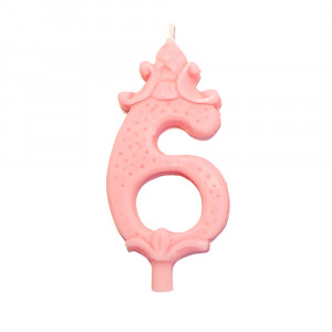Cake Candle H 8.5 cm, Figure 6, Pink - Img 1