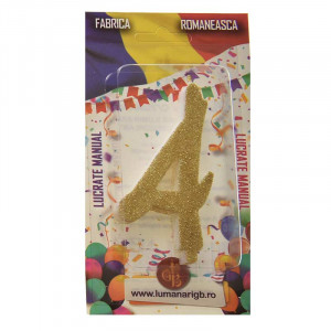 Cake Candle XL H 12 cm, Figure 4, Golden - Img 2