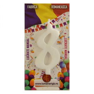 Cake Candle XL H 12 cm, Figure 8, White - Img 2
