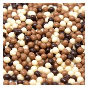Chocolate Crunchy Pearls Chocolate Mix (White, Milk, Dark) Irca, 2 Kg - Img 1
