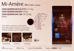 Dark Chocolate Mi Amere Drops 58% Cacao Barry, 5 kg - Img 2