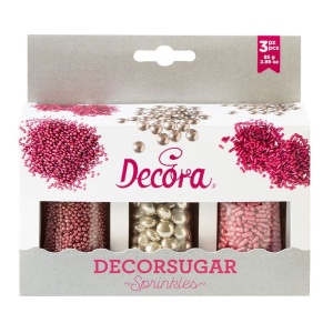 Decor Zahar Mixt Argintiu & Roz Sprinkles Ø 2 - 10 mm, 85 gr