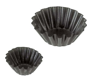 Forme Coacere Briose Margini Festonate, Ø 5 x H 1.6 cm, Otel Antiaderent, Set 12 buc