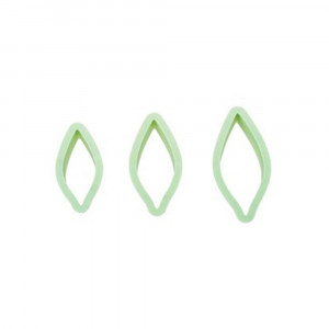 Frunza Ascutita cu Margini Netede - Decupatoare Plastic Ø 6.5 - 8.5 cm, Set 3 Buc