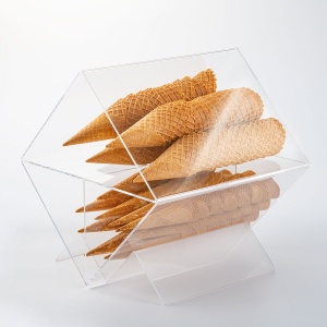 Ice-Cream Cone Holder with Removable Divider, Transparent Plexiglas, 43 x 40 x H 43 cm