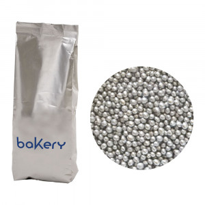 Metallic Silver Metallic Sugar Pearls Ø 1.5mm, 1 Kg - Img 1