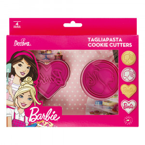 Műanyag Barbie Barbie Barbie kerek műanyag vágó + jelölő, szív 7 x 6,5 x H 2,2 cm, 4 db-os készlet