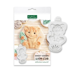 Mulaj Silicon Baby Jungle Leu si Coronita, 2 Subiecte Ø 1.6 si 6.4 cm