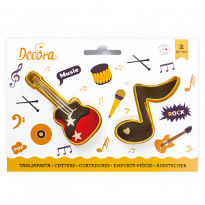 Music, Guitar and Note - Plastic Cutters Ø 7 and 9 x H 2.2 cm, Set 2 pcs - Img 2