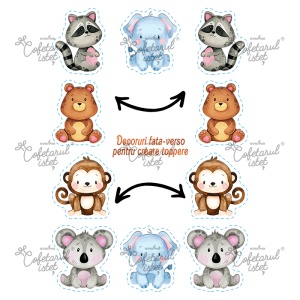 Nyomtatott cukorpaszta Baby Jungle modell 4, 5 Díszítés elől és hátul Topper Ø 2 - 8 cm, A4 - Cukrászda Istet