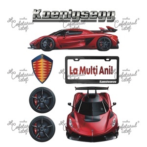 Pasta Zahar imprimata Pentru El Model 19 Koenigsegg, 7 Decoruri Ø 5.3 - 18.5 cm, A4 - Cofetarul Istet