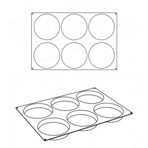 Pavoflex форма 60x40cm Ø18xH3cm дискове, 6 кухини, 150 ml - Img 3