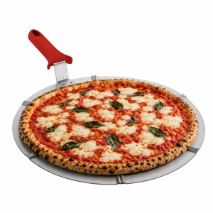 Pizza Serving and Cutting Tray, Anodised Aluminium, Ø 50 cm, Handle 13 cm - Img 2