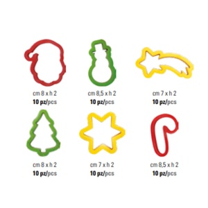 Plastic Christmas Cutters 6 Models 7 - 8.5 x H 2 cm, 60 pieces - Img 2