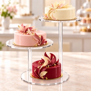 Plexi tortaállvány 3 szint 48 x H 40 cm