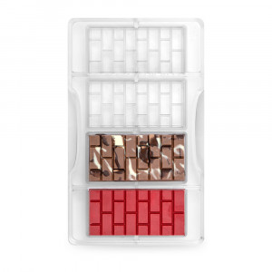 Polikarbonát csokoládé csokoládé forma, Caramizi tábla 8.5x4.2cm, 4 üreg, 20x12xH2cm - Img 1