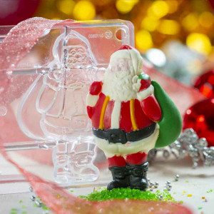 Polycarbonate chocolate mould, Santa Claus Ø 15 cm, 2 indentations, 27.5x17.5xH2cm - Img 2