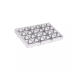 Polycarbonate mould 24 Praline Hearts, 3.6 x 3 x H 1.9 cm, 17.5 x 27.5 cm (CH058), 10.8 gr - Img 3