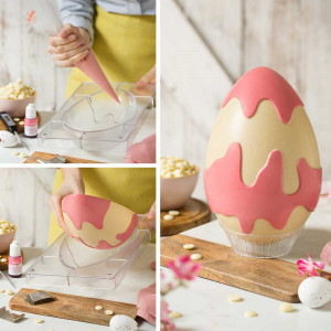 Polycarbonate mould Chocolate Egg Chocolate Splash, 1 Cavity, 20.5 x 13.5 x H 7.5 cm, Set 2 Pieces - Img 2