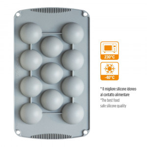 Semi-spherical silicon mould Ø 5 x H 2.5 cm, 11 cavities - Img 2