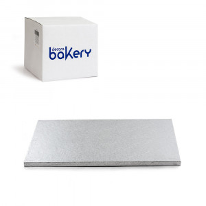 Set of 10 Rectangular Silver Rectangular Cake Plates, 45 x 35 x H 1.2 cm - Img 1