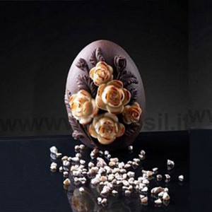 Silicon Mould Small Egg Decorated with Roses, Ø 5.8 x H 8 cm - Img 1