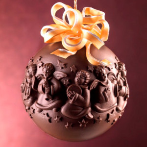 Silicone Mould Decorated Sphere with Angels, Ø 13 cm