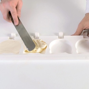 Silicone mould Ice Cream Cat, 2 silicone moulds x 4 cav. Ø 8.85 x H 8.2 cm, 95 ml, 50 sticks - Img 4