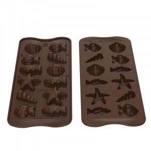 Silicone mould Praline Praline Subjects Marine 3.5 x 3.2 x H 1.6 cm, 12 cavities (SCG059) - Img 2