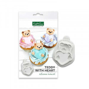 Silicone moulding Bear with Heart Ø 5.6 cm - Img 1