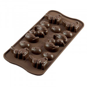 Silicone Praline mould Silikomart Paste 3 x 4.3 x H 1.6 cm, 6 ml, 14 cavities (SCG05) - Img 1