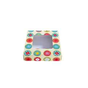 Square Box with Window, Desert, Cardboard Kaleidoscope Design 19 x 19 x H 5 cm - Img 3