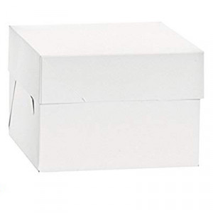 Square Dessert / Cake Box, White Cardboard, 40.5 x 40.5 x H 50 cm