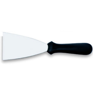 Stainless steel scraper with plastic handle, blade 14 x 12 cm