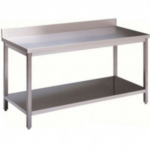 Stainless Steel Work Table with Edge and Lower Pulley 180 x 70 x H 85/90 cm - Img 2