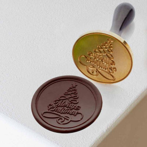 Stampila pentru Sigiliu Decoruri Ciocolata Model Craciun Ø 6 cm - Img 1