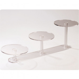 Suport Tort / Bufet, Model Liniar 3 Etaje, Plexiglas Trasparent, 88 x 26 x H 26 cm