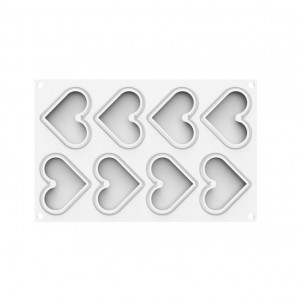 Szilikon forma Szív szint 8 x 6,6 x H 1,2 cm, 8 üreg, 35 ml + vágóeszköz - Img 4