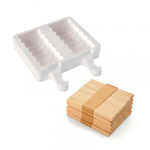 Tango GEL04 Silicone Ice Cream mould GEL04, 2 moulds x 2 cav. 9.2 x 4.5 x H 2.75 cm, 90 ml, 50 sticks - Img 2