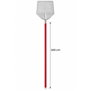 Tulip Square Perforated Pizza Shovel, Anodised Aluminium 45×45 cm, 200 cm Handle, Red